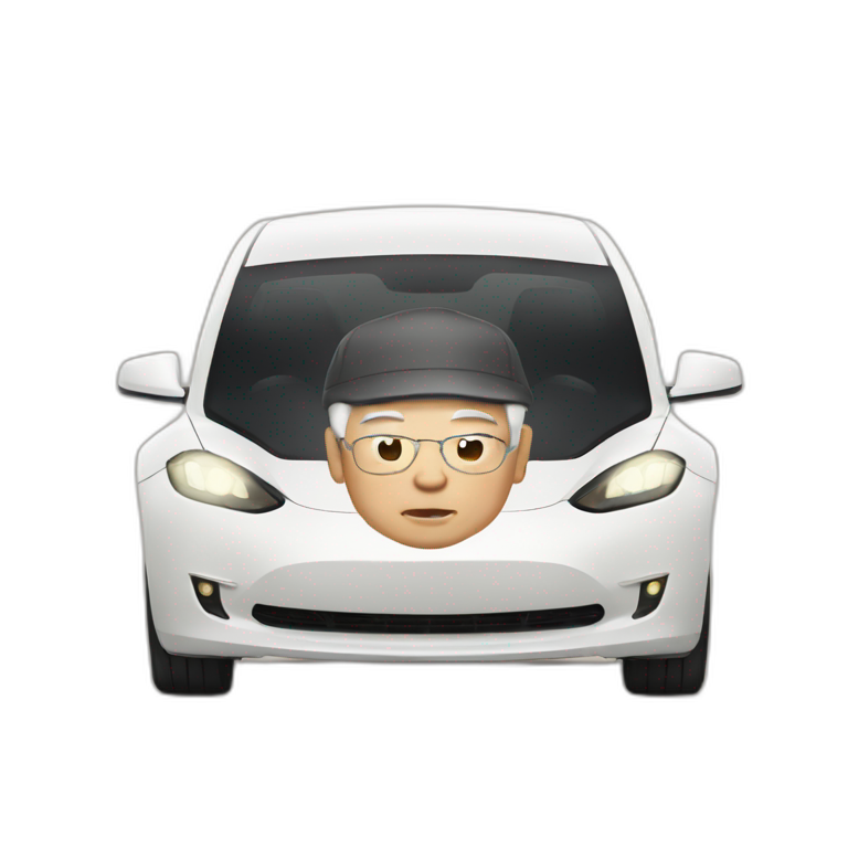 old chinese man driving a tesla emoji