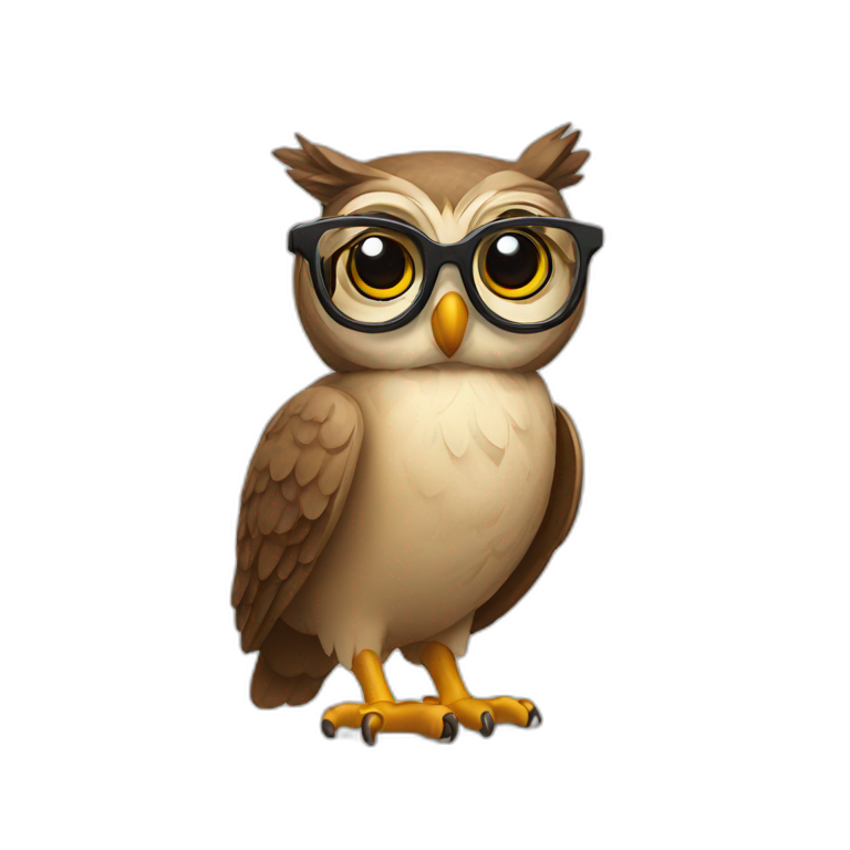 Owl with smart specs emoji