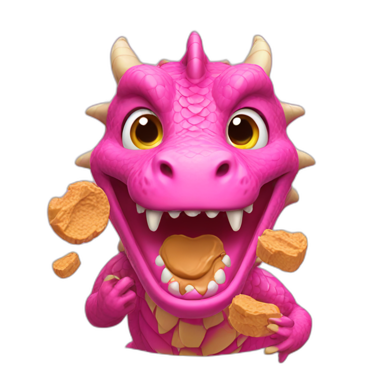 Pink dragon eating peanut butter emoji
