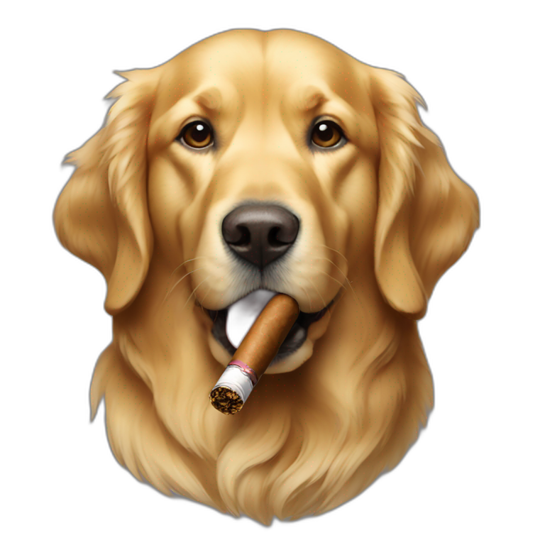 A Golden retriever smoking a cigar emoji
