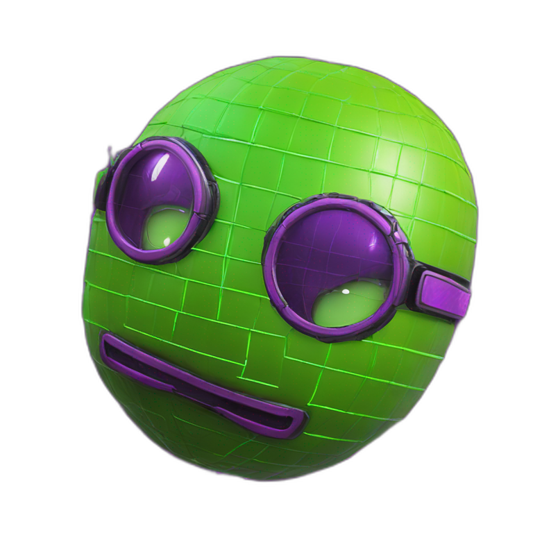 3D Emoji Lemon green and purple neon READY PLAYER ONE matrix Cyberpunk emoji