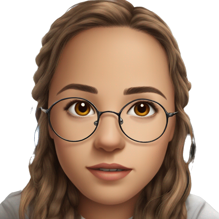 brown hair, girl with glasses emoji