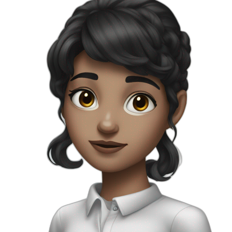 serene black-haired girl emoji