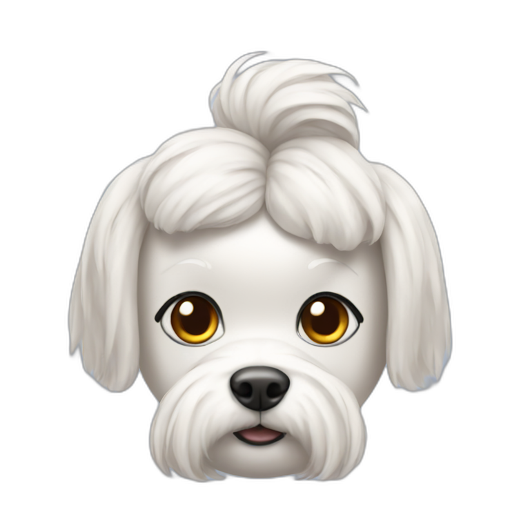 Maltese with hair tied up emoji