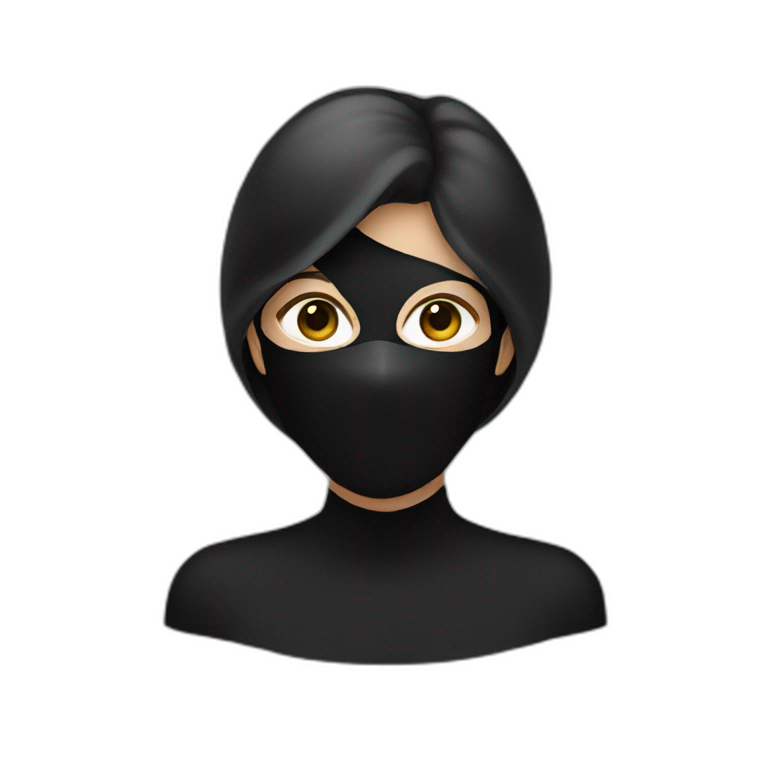 Women wear black mask emoji