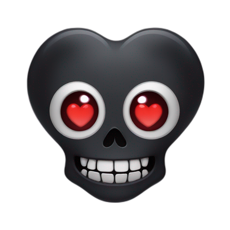 goth skull with heart eyes emoji