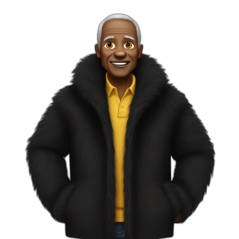 black Fur coat old yello man emoji