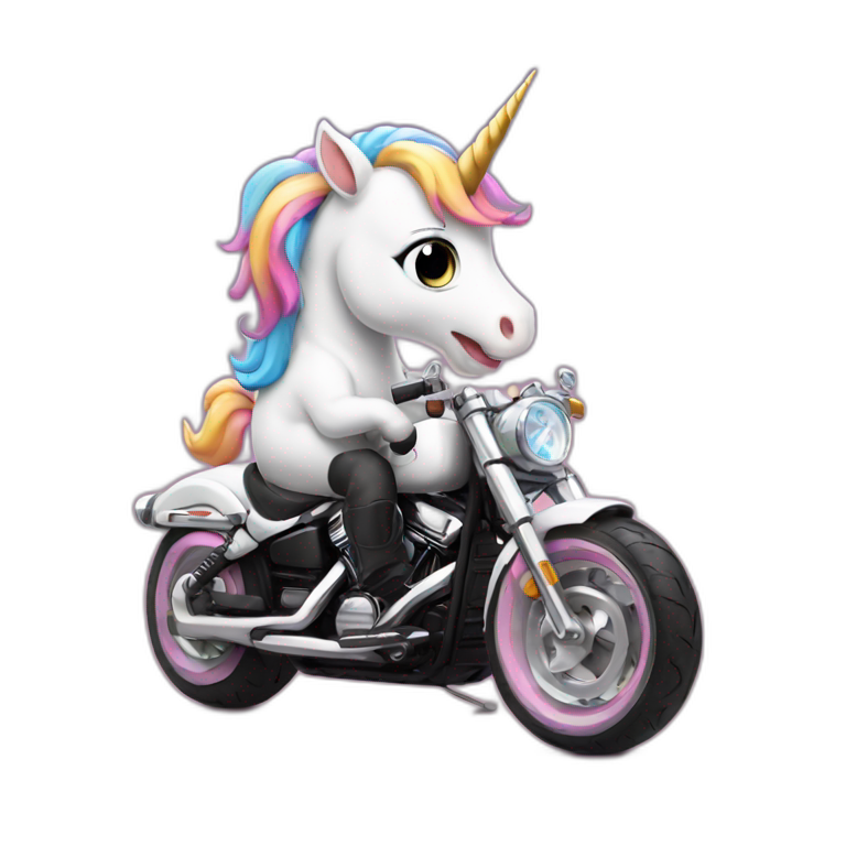 cute Unicorn on a harley emoji