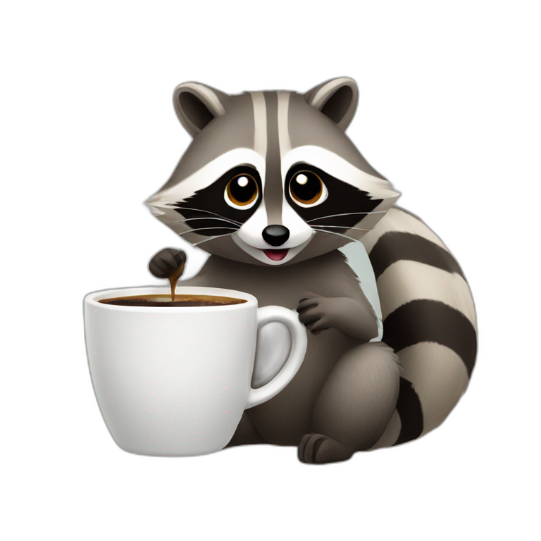 raccoon drinking coffee emoji