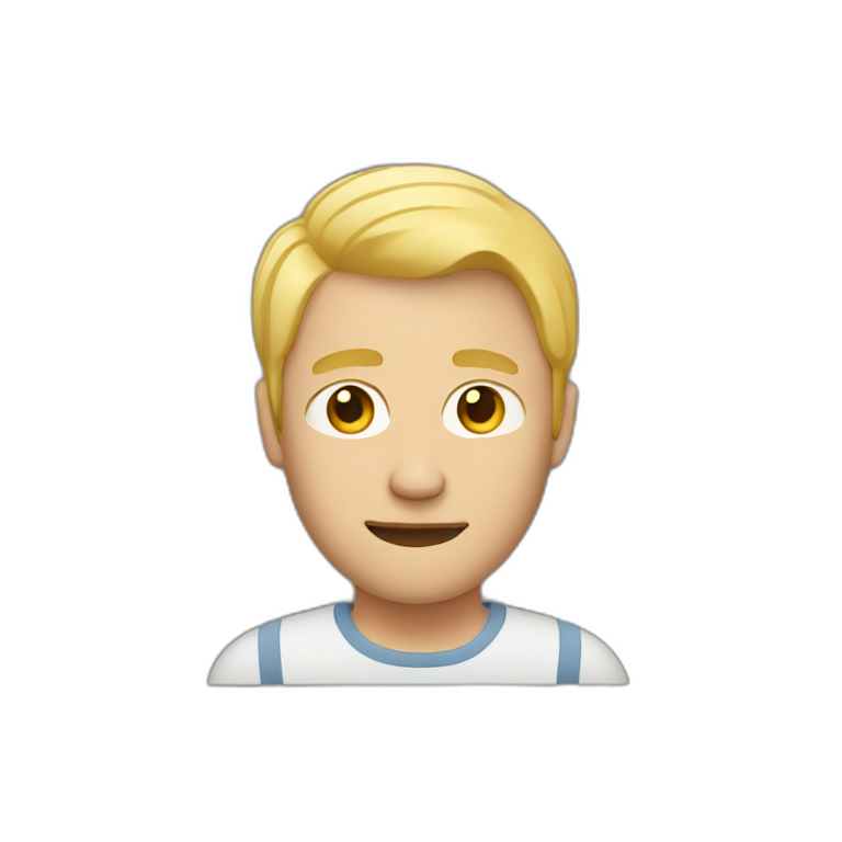 man with receding blonde hair holding iphone emoji