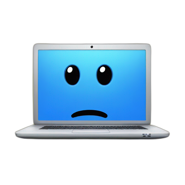 laptop with blue screen emoji