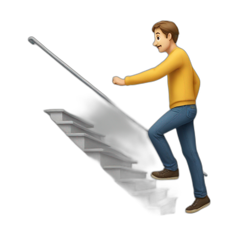 man stepping on a stairs one step at a time emoji