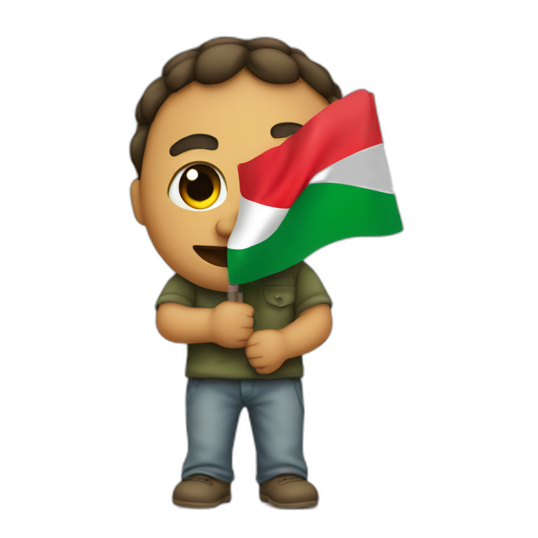 An emoji crying with Palestine flag in hand emoji