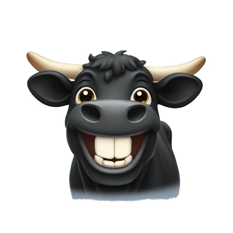 Black cow laughing emoji
