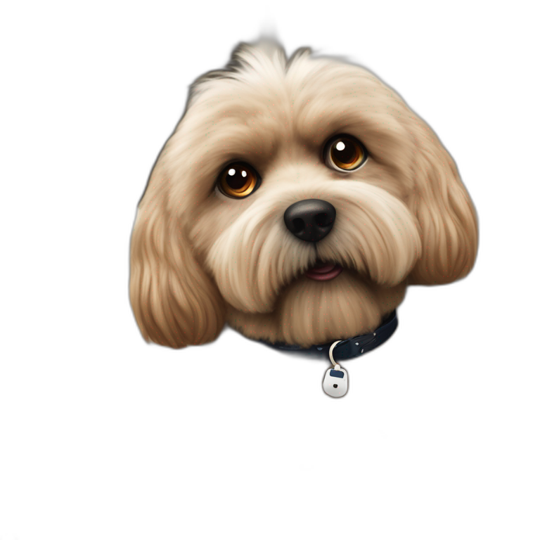 fluffy dog on couch emoji