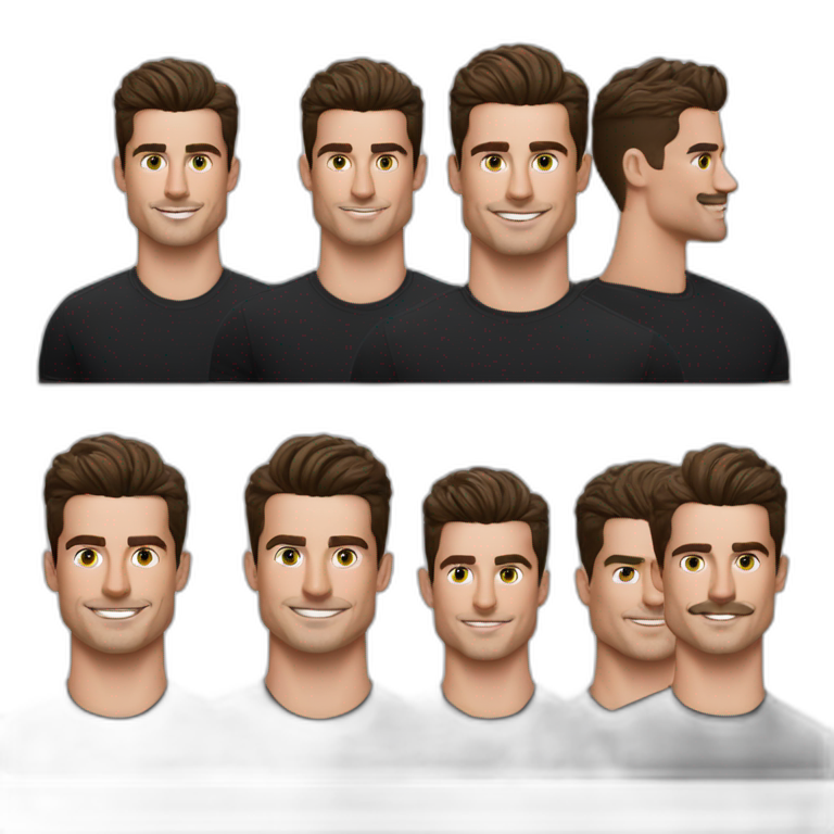 Mason mount Cristiano Ronaldo Matt Bomer 30 year old product designer with stubble and mustache in a black tshirt with broad shoulders profile photo emoji