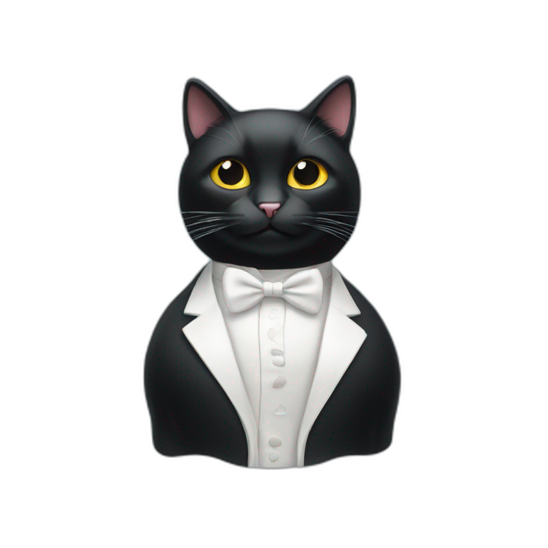 Black cat with a white tuxedo on emoji