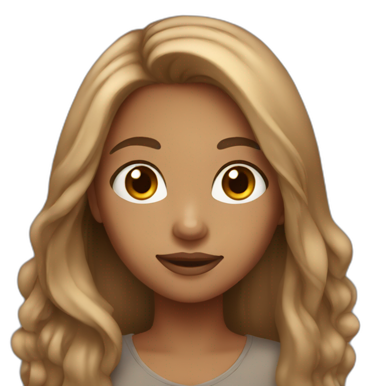 light brown girl with long hair and brown eyes emoji