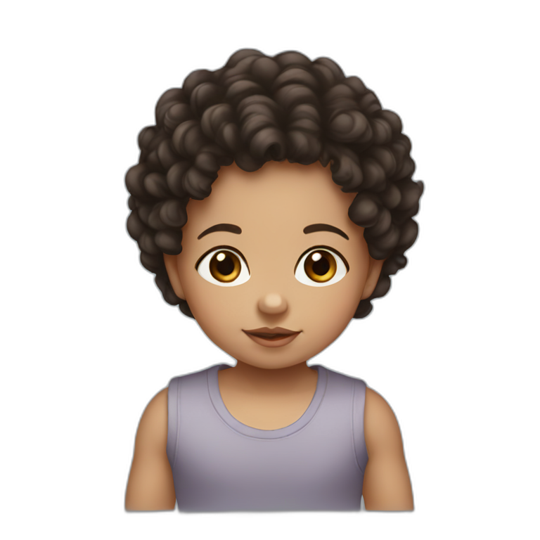 Baby with dark Brown Short Curls and light skin emoji