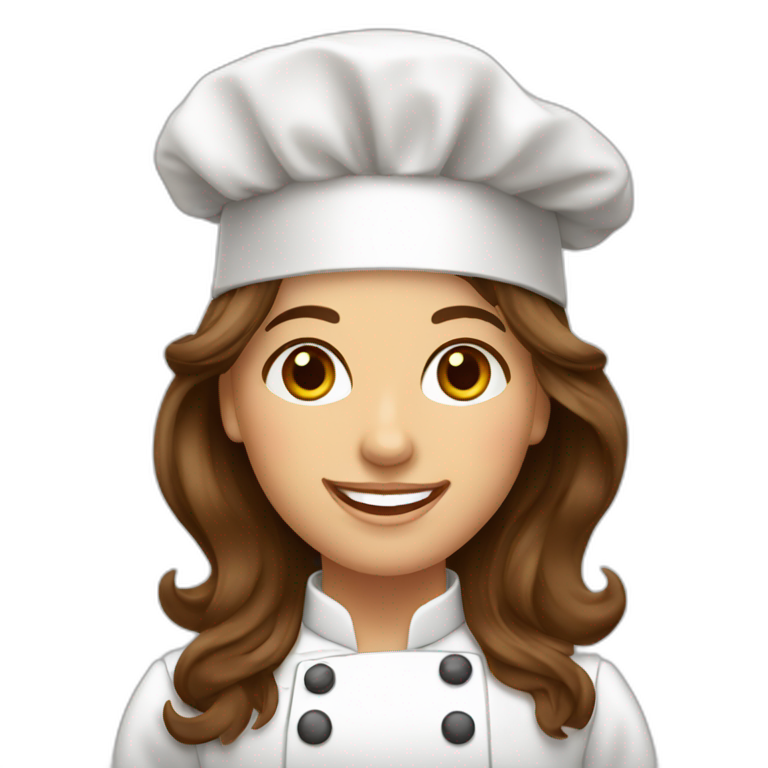 happy spanish woman chef long wavy brown hair hazel eyes emoji