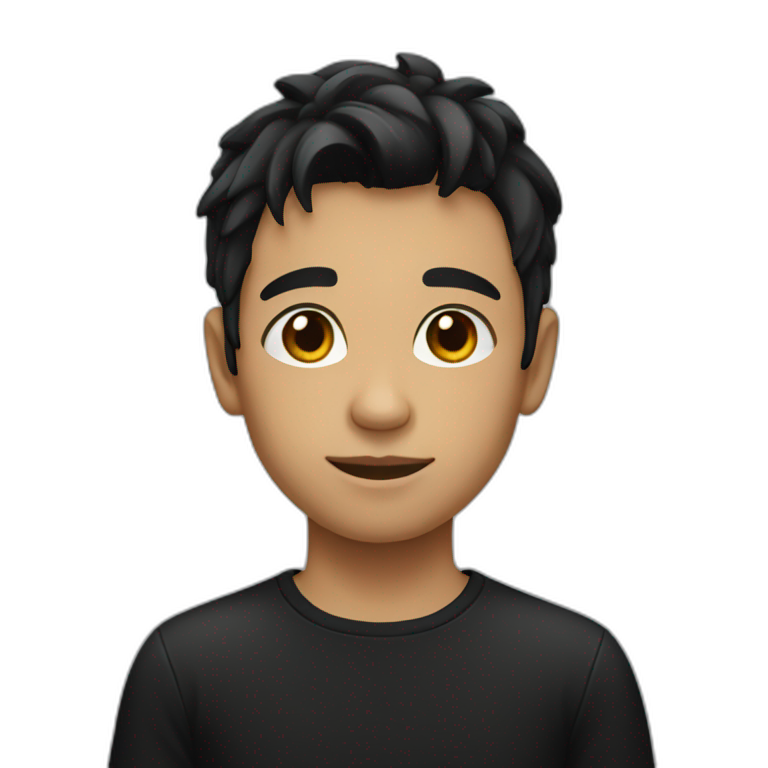 boy with black hair in a black shirt emoji