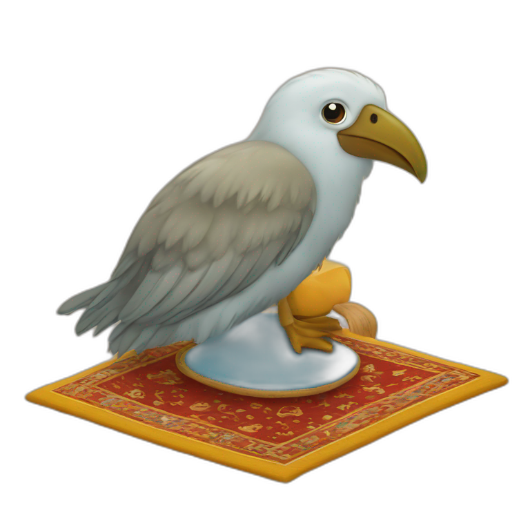 Kiwi bird on a flying carpet emoji