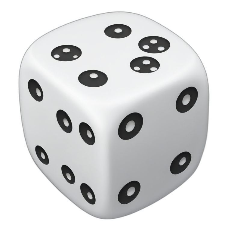 white dice with 1, 3 and 5 on each five emoji
