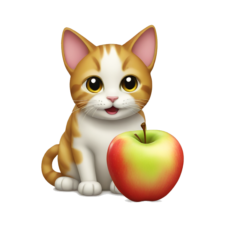 Cat eating apple emoji