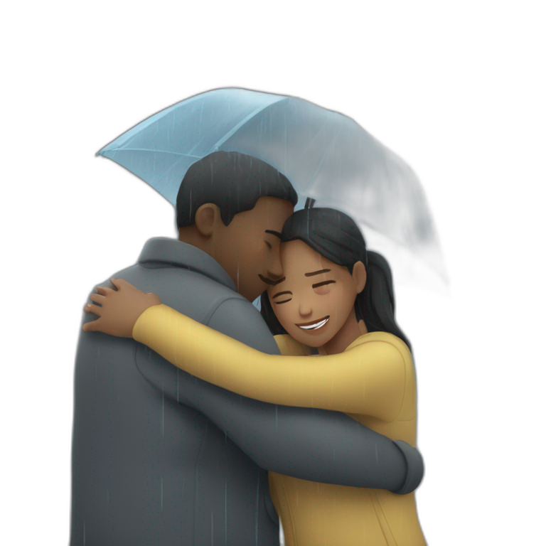 hugging under rain emoji