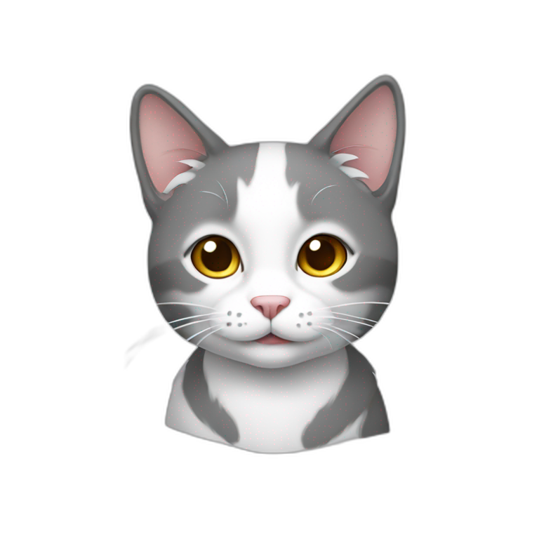 Cat grey ans white emoji