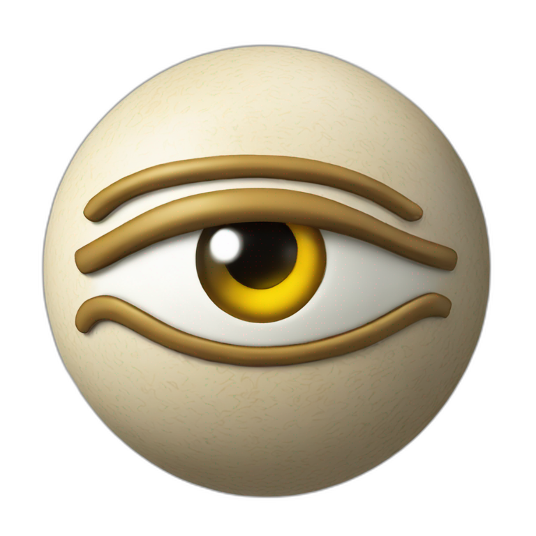 3d sphere with a cartoon Stray skin texture with Eye of Horus emoji