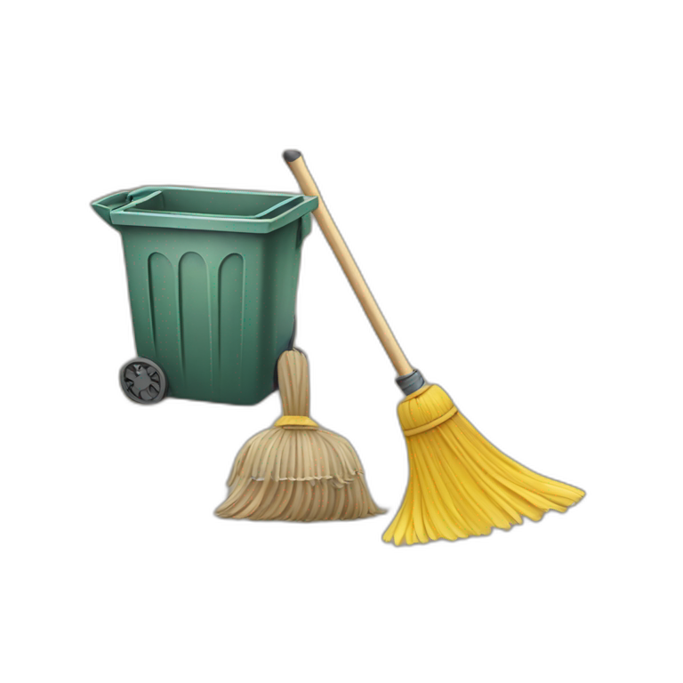 Broom and trash bin emoji