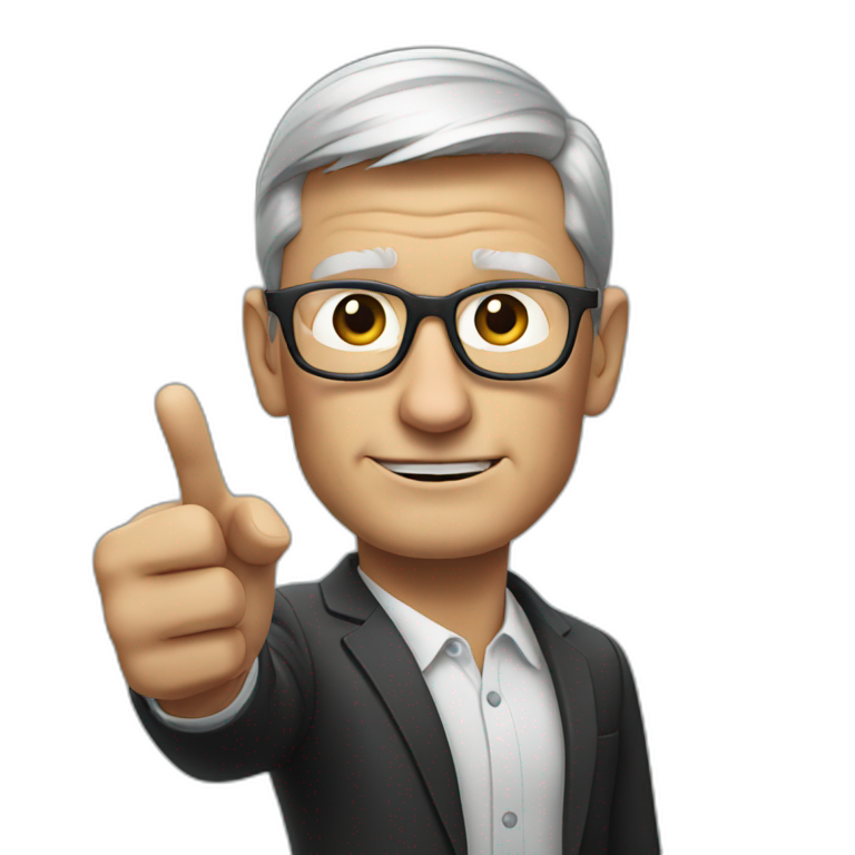 Tim Cook looking and pointing left emoji