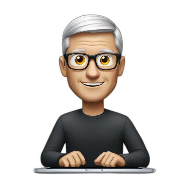 tim cook with macbook pro emoji