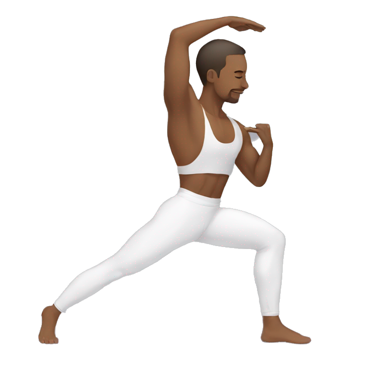 athletic white man doing yoga stretches emoji