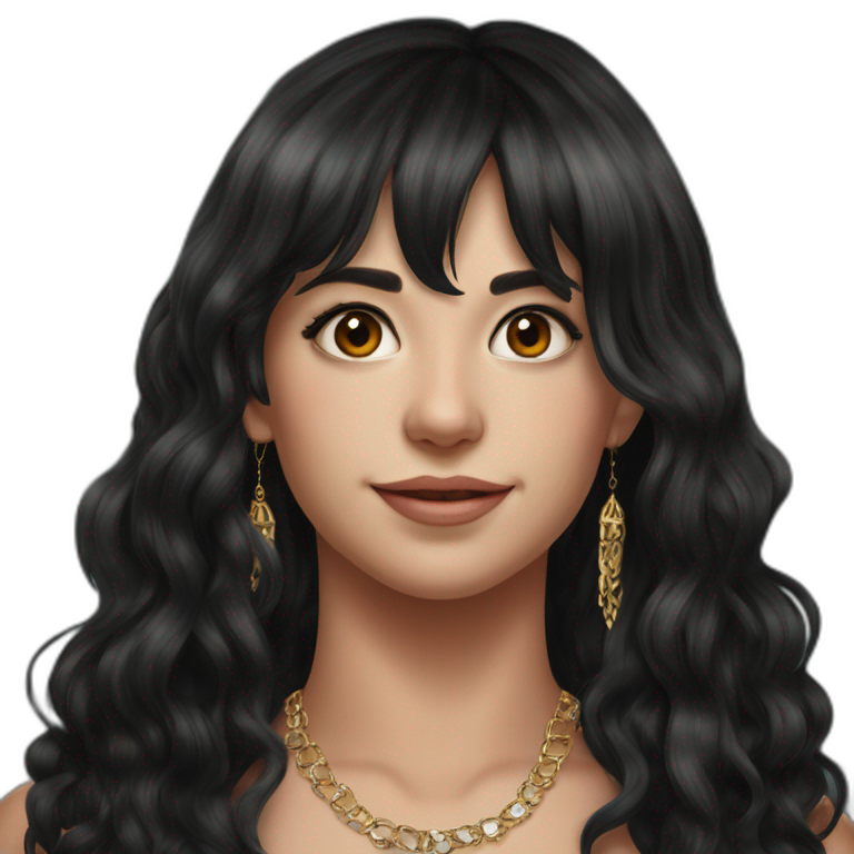 black haired girl with jewelry emoji