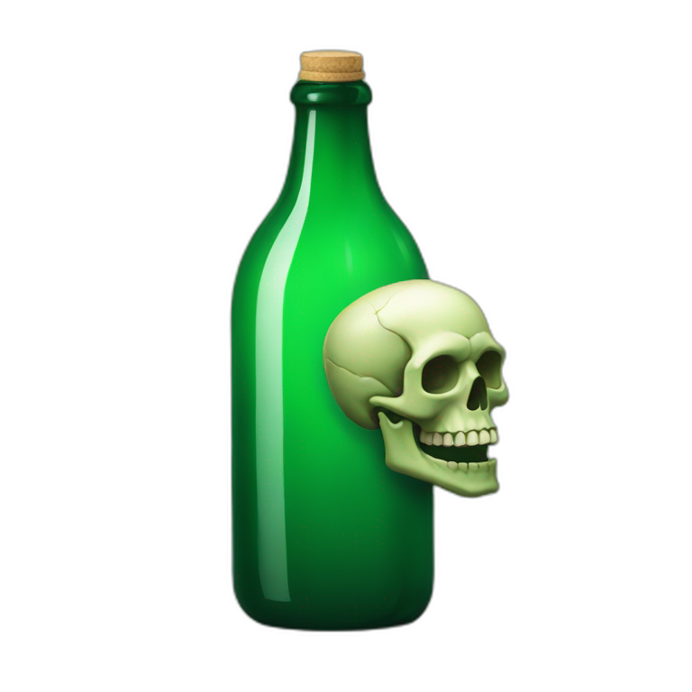 green bottle with a skull emoji