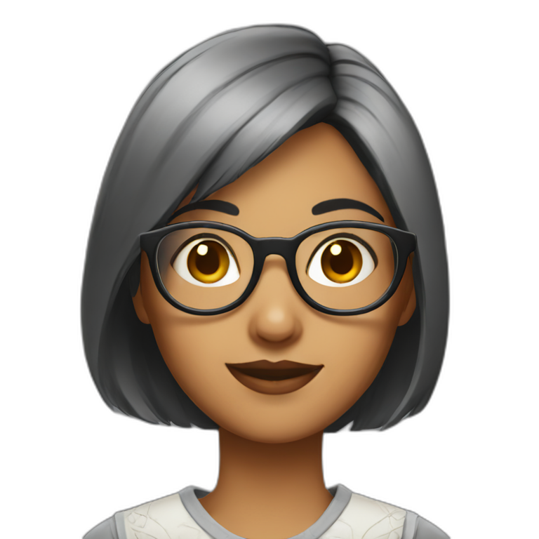 Indian girl wearing round glasses with short hair emoji
