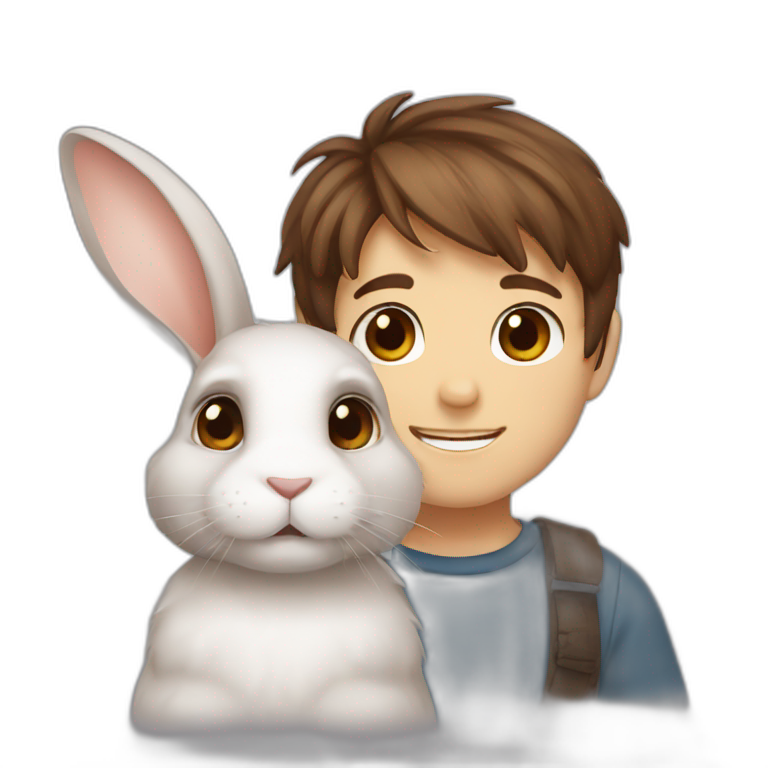 brown hair brown eyes rabbit boy emoji
