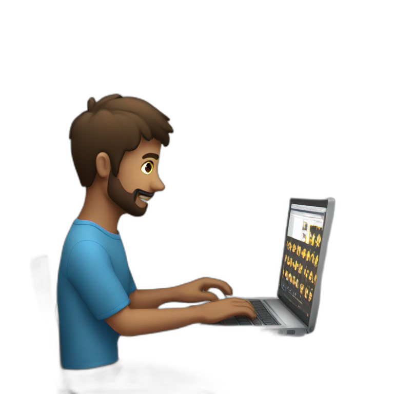 A man Video editor work on laptop emoji