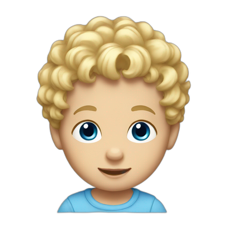 baby boy with blond curly hair and blue eyes  emoji