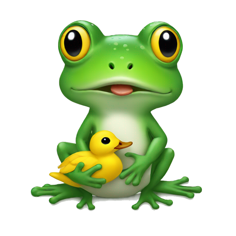 Frog holding a duck emoji