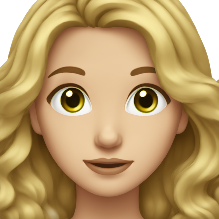 Cute woman with wavy dark blonde hair and green-blue eyes emoji