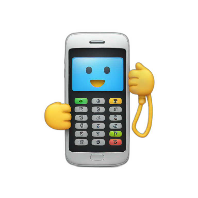 Phone holding a phone emoji
