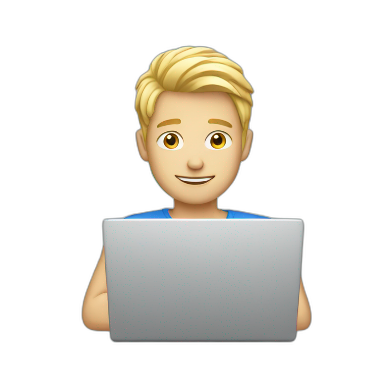 blonde guy with laptop emoji