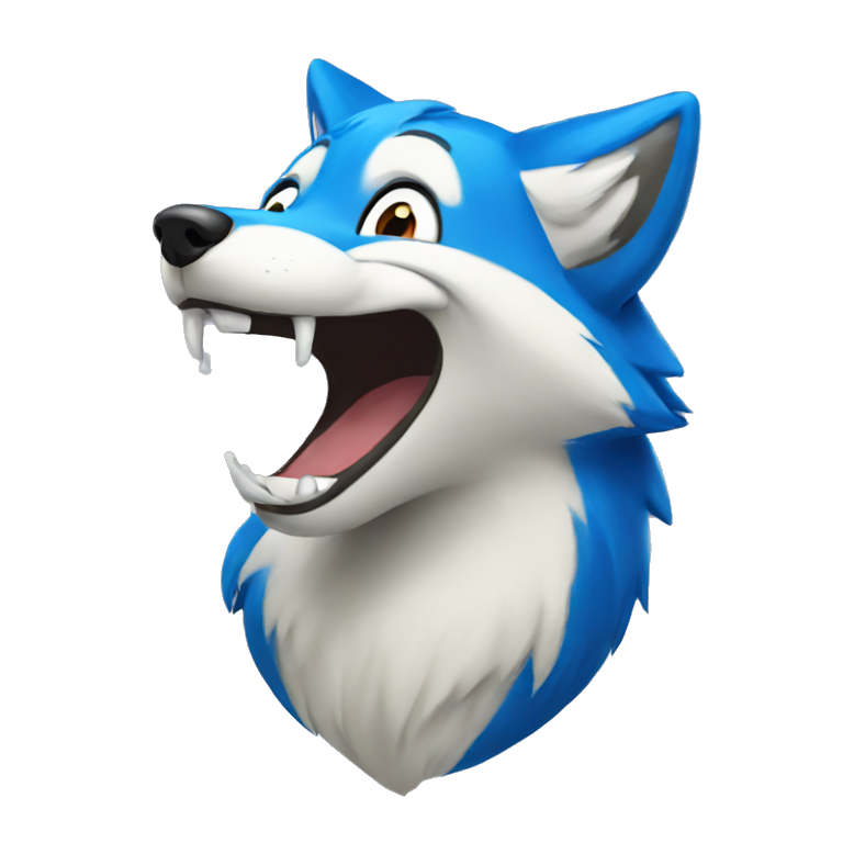 Blue fox laughing emoji