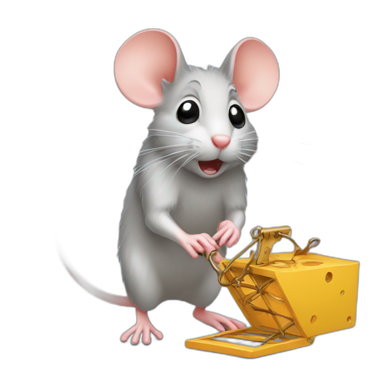 a mouse captured by a mouse trap emoji