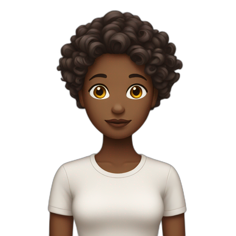 Dark Brown girl with curly long  hair emoji