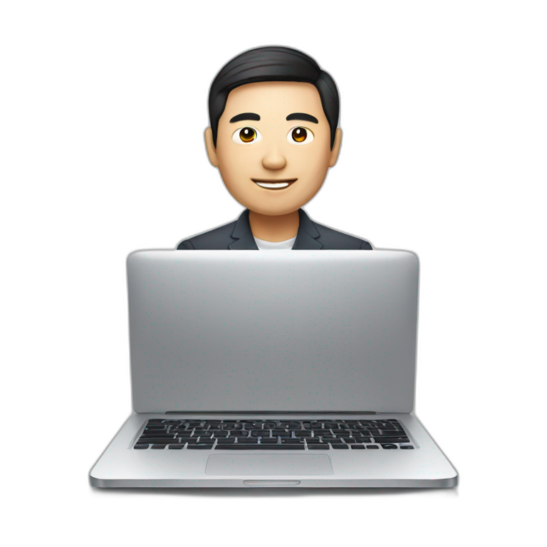 chinese entrepreneur on laptop ecommerce emoji