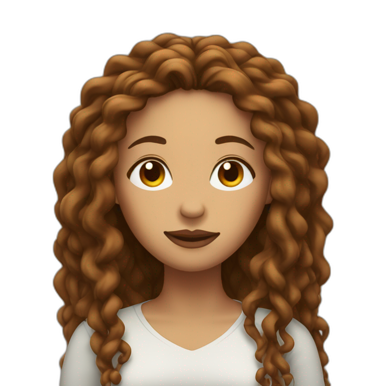 face of a woman with long brown curly dreadlocks and eyes closed emoji